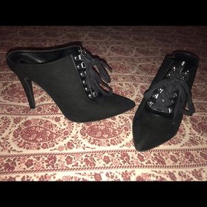 Forever 21 Black Suede Lace Up Heels